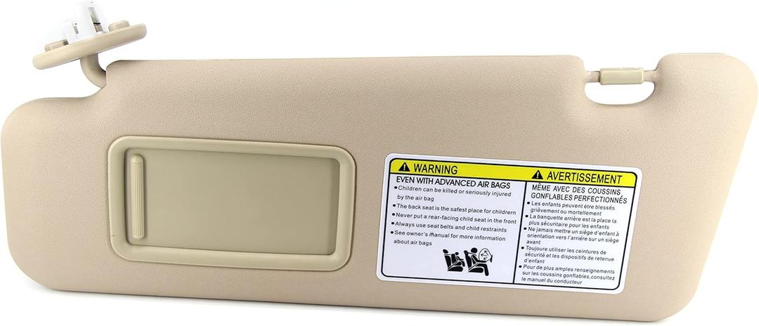 USTAR Beige Left Driver Sun Visor Fit for Toyota Highlander 2008-2013 with Light 74320-48500-E0