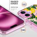 bicol for iPhone 16 Plus Case with Screen Protector, Enhanced Camera Protection, Crystal Acrylic Clear with Fashionable Pattern Designs for Girls Women, Slim Fit Protective Phone Cover, Nice Lemons