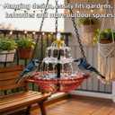 2026 New Solar Cascade Hanging Bird Bath Fountain Outdoor Bowl Bird Bath with Solar Pump, Large Hanging Fountain for Hummingbirds, Gardens, Patio & Backyard (Pink)
