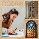 FINGERINSPIRE 6PCS Stained Glass Teardrop Layout Frame 6 Sizes Glass Maker Templates MDF Burlywood Color Sheet Boards for Stained Glasses Teardrop Shape Making Tool for DIY Crafts Handwork Project