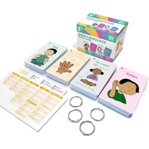 Carson Dellosa Education 216 American Sign Language Flash Cards for Kids, Sight Words and Vocabulary ASL Flashcards for Toddlers Ages 3 and Up with Signing Illustrations