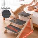 Woodure Foldable Dog Stairs, Convertible 3-Step Wooden Dog Ramp, Cat Step for High Bed Couch Car, Anti Slip Puppy Ladder for Small Medium Older Pets, 220lbs Load Capacity