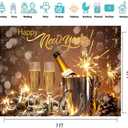 CYLYH 7x5ft Happy New Year Backdrop 2026 New Years Eve Backdrops New Year Party Banner Lucky Horseshoe Champagne Fireworks Christmas New Year Background