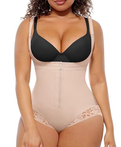 FeelinGirl Women's Butt Lifting Shapewear Faja Bodysuit Postpartum Shapewear Tummy Control Colombian Fajas Khaki XL