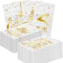 Christmas Cocktail Napkins - 40pcs White and Gold Paper Napkins for Winter Holiday Bathroom Decoration