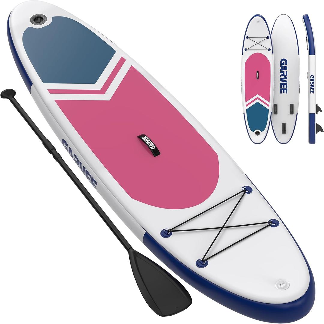 Inflatable Paddle Board for Adults, 10 ft 6 in/11 in Inflatable Stand Up Paddle Board with Premium Accessories, Non-Slip EVA Deck, Ultra-Light Carry Bag, Pump, SUP Board for Adult (Rose Red, 10.6 ft)