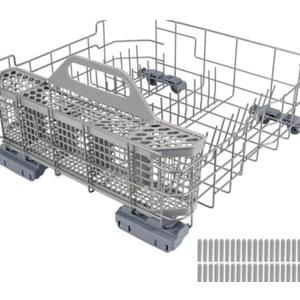 Upgraded WD28X26099 Dishwasher Lower Dishrack Assembly & WD28X10128 Silverware Basket Compatible with GE Dishwashers. Replacement number WD28X34744 WD28X10346, WD28X22506, WD28X22696, WD28X24396 etc