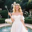 Fairy Wing Floral Garland Wand Organza Sparkling Sheer Butterfly Halloween Costume Angel Wings for Women 