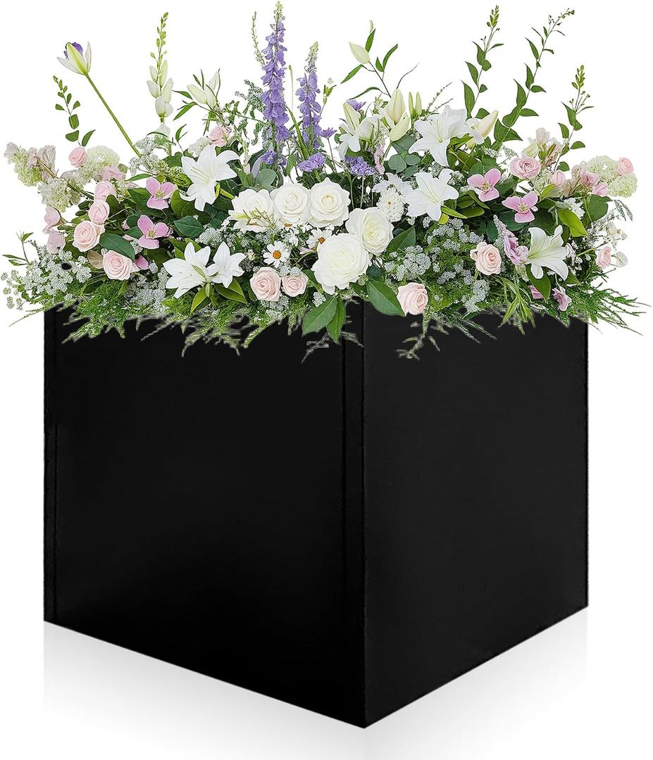 Metal Planter Box 20" x 20" x 20" Large Square Planter Heavy Duty Galvanized Steel Tall Plant Boxes with Insert Shelf and Drainage Holes for Outdoor Patio Yard Garden Porch Terrace