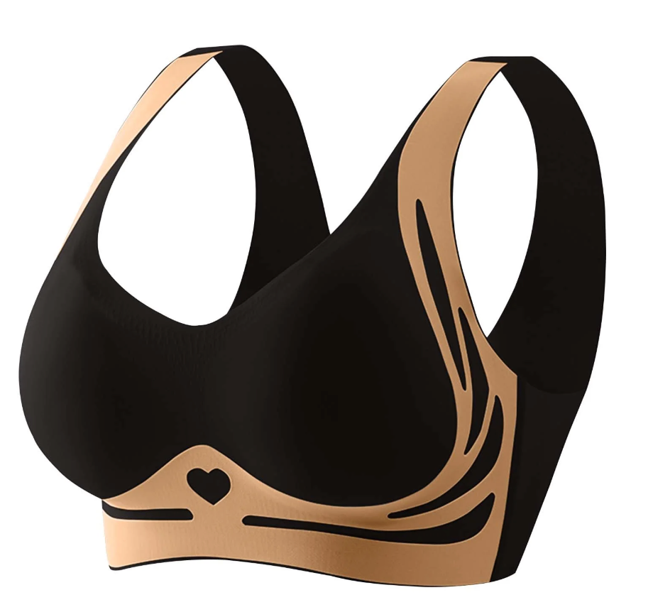 Woman's Printing Large Size Ventilate Non Adjustable Shoulder Strap Sport Bras Without Steel Rim Black  (Large, Black)