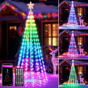 Joomer Christmas Tree Star Lights, 8FT 340LED Smart Orange Purple Light with Remote Timer Music Sync Bluetooth App Controlled RGB Color Changing Lights for Christmas Halloween Decoration