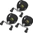 SF Low Profile Casting Reel Cover Black Baitcast Reel Case Pouch Glove Fits 50 100 200 Series Baitcaster 3PCS