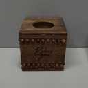 Lineshading Bless You Beaded Square Tissue Box Cover, Rustic Farmhouse Vintage Wooden Tissue Holder Box Distressed Napkin Holder for Table Bathroom Decor (Brown)