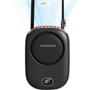 AOCOOLFAN Portable Neck Fan, Mini Small Personal Handheld Fan USB Rechargeable 3 Speed for Girls Boys Woman Eyelash Travel Home Office Outdoor (Black)
