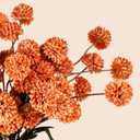 Artificial Chrysanthemum Flowers,Brunt Orange Faux Flower for Pottery Vase,Fake Silk Kiku Mums Pompom Ball Flowers Plants for Autumn Halloween,8Pcs Floral Stems Centerpiece Arrangements Home Decor