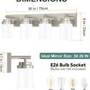 IZORRO Bathroom Vanity Light Fixture, 4-Light 30 Inch Brushed Nickel Bathroom Light Fixtures Over Mirror, with White Glass Shade, Modern Farmhouse Vanity Lights, Rustic Restroom Lighting Fixtures