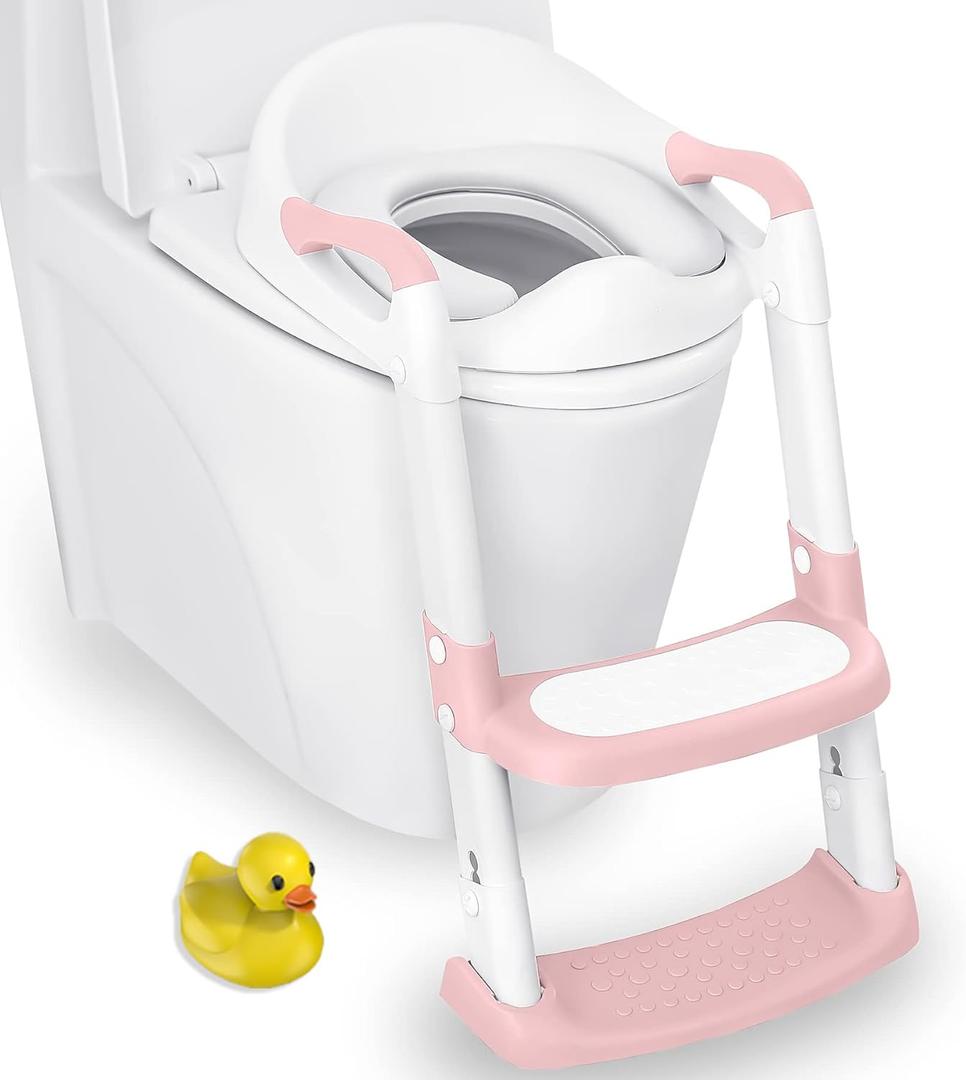 JASSONE Potty Training Seat, Toddler Step Stool, 2 in 1 Potty Training Toilet for Kids, Baby Seat with Splash Guard and Anti-Slip Pad for Boys Girls Potty Training, BabyPink JASSONE Potty Training Seat, Toddler Step Stool, 2 in 1 Potty Training Toilet for Kids, Baby Seat with Splash Guard and Anti-Slip Pad for Boys Girls Potty Training, BabyPink
