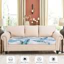 SearchI Stretch Printed Sofa Couch Cushion Covers Replacement Chair Cushion Slipcovers Sofa Seat Cover Furniture Protector Sofa Slipcover Soft with Elastic Bottom(Large,Leaf Pattern)