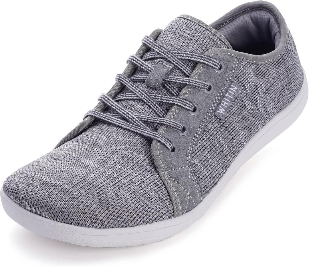WHITIN Men's Wide Minimalist Barefoot Sneakers | Zero Drop Sole | Optimal Relaxation (W81 Dark Grey, 9.5)