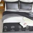 Litanika Queen Comforter Set Black White Grey - 3 Pieces Lightweight Summer Bedding Set, All Season Down Alternative Comforter (1 Comforter, 2 Pillowcases)
