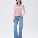 SUUKSESS Women Padded Off The Shoulder Tops Double Lined Going Out Fitted Basic Fall Shirts (Pink, M)