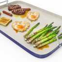 SafBbcue 20" x 13" Double Burner Griddle Pan, Non-Stick Ceramic Coated, for Outdoor Gas Pellet Grill, Stove Top Charcoal Grills, for Weber Charbroil Camp Chef Grill, Blue