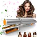 2-in-1 Rotating Hair Curler & Straightener with Auto Curl Technology with 3 Temperature Settings, Auto-Rotating Hair Styler for Waves & Curls, Travel for Girls Women