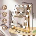 Makeup Vanity Mirror with LED Lights Makeup Mirror Detachable 10X Magnification, Hollywood Make Up Mirror with Lighting, Smart Touch, Rechargeable,360 Rotation, Gold 17.12"x13.77"