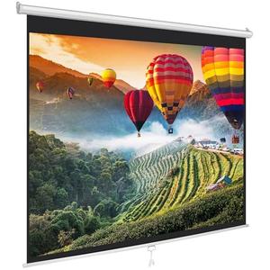 Pyle Manual Pull-Down Projector Screen - Universal 84-inch Roll-Down Retractable Manual Projection Screen w/ Auto-Locking, Adjustable Screen Height, Black Masking Border - 50.3” x 67.3” PRJSM9406