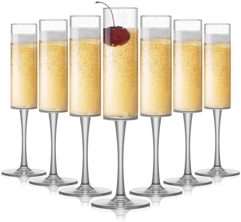 Lueumxc 16 Pack Acrylic Champagne Flutes, 5.5 Oz Unbreakable Goblet Glasses Reusable Champagne Toasting Cups - Modern & Elegant for Wedding Party Anniversary Christmas Birthday