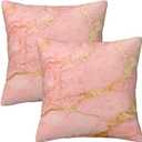Yobvec Pink and Gold Pillow Covers 18x18 Inch 2 Sets, Abstract Marble Decorative Throw Pillows Cushion Cover, Rose Gold Home Bedroom Sofa Couch Decor