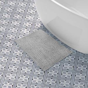Laura Ashley Butter Chenille Bath Rug, Absorbent Shaggy Bathroom Mat, Non Slip Plush Carpet Rugs for Tub and Sink - (17" x 24") Ligth Gray