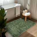 2x3 Entryway Rug Green Washable Vintage Rugs for Entryway Kitchen Low Pile Non-Slip Door Mat Traditional Distressed Small Throw Area Rugs for Kitchen Entrance Bathroom Green