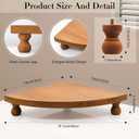 Corner Counter Wood Shelf, Rustic Pedestal Stand, Farmhouse Corner Shelves Stand, Tray Riser for Coffee Bar, Bathroom Countertop Organizer Corner, Centerpiece Display Riser for Kitchen (Wooden)