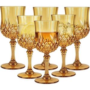 10oz Plastic Wine Glasses, 6 Pack Vintage Goblets for Party, Large