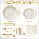 168 Pcs Paper Plates and Napkins Party Supplies, White and Gold Disposable Plates for 24 Guests, Golden Dot Party Plates, Napkins, Cups and Utensils Set for Birthday Wedding Graduation Party Decor