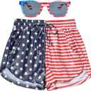 Perfashion Women's Metallic Shorts Summer Sparkly Hot Outfit Shiny Short Pants (Flag)S