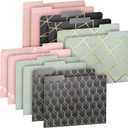 Paper Junkie Decorative File Folders - 11.5 x 9.5 in, Pink Pack of 12 - Cute Geometric Accents & Gold Foil 1/3 Tab - Pretty Colored folders for Office Supplies & School