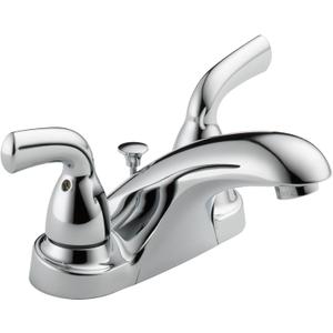 Delta Foundations Centerset Chrome Bathroom Faucet, 4 Inch 3 Hole Bathroom Sink Faucet for Vanity, Chrome B2510LF-PPU