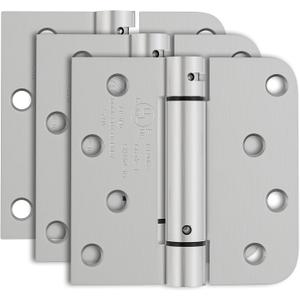 3 Pack Self Closing Door Hinges, 4 Inch Spring Loaded Door Hinges with Square & 5/8'' Radius Corners, Adjustable Tension for Garage, Front, Back Door, UL Listed, Left and Right Hand