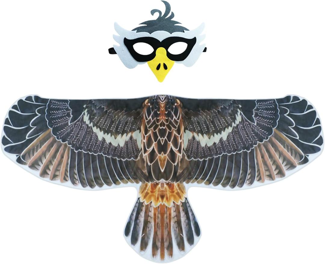 D.Q.Z Bird-Wings-Eagle-Costumes for Kids Dress Up Toys Parrot Halloween Role Play Animal Party (Gray)