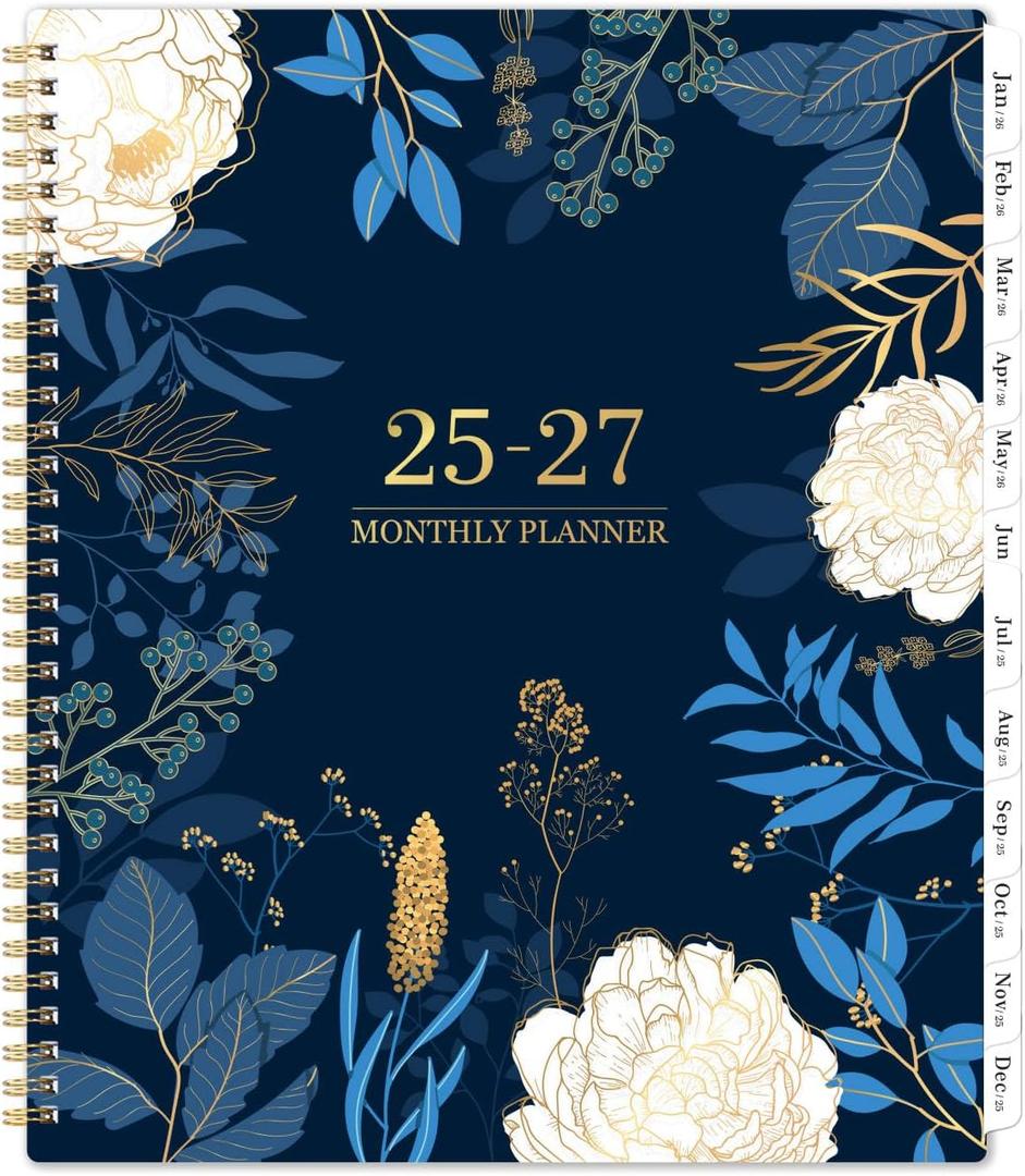 2025-2027 Monthly Planner - 2 Year Monthly Planner/Calendar 2025-2027, Academic Planner, Jul 2025 - Jun 2027, 11" x 9", 24 Months, Tabs, Back Pocket, Holidays, Twin-Wire Binding, Note Pages