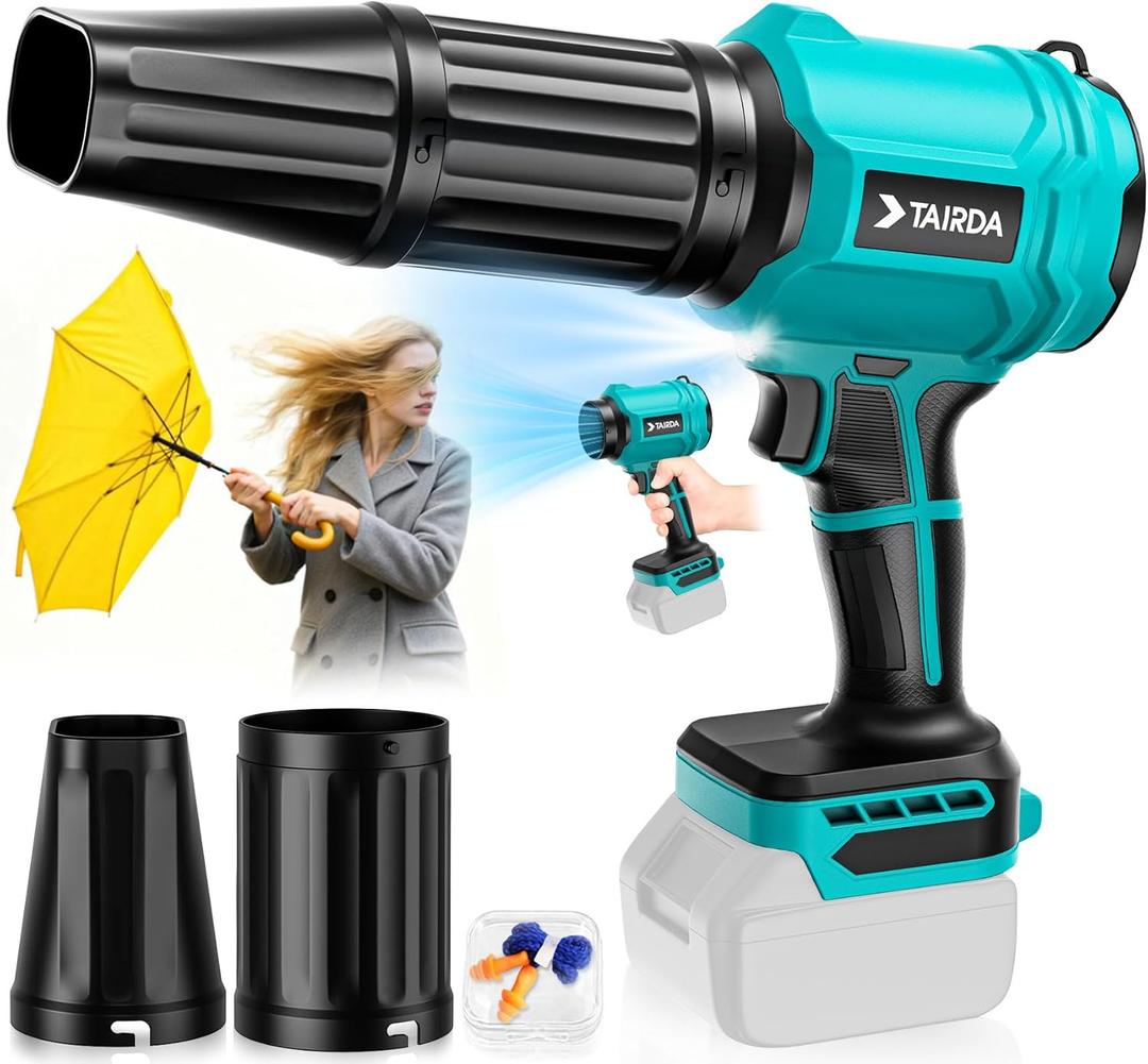 Cordless Leaf Blower Compatible for Makita 18V Battery(NO Battery), Mini Turbo Jet Blower with 2 Nozzles, Lightweight & One-Hand Use, for Patio Garage Yard Cleaning Car Dryer(Tool Only) (Blue)