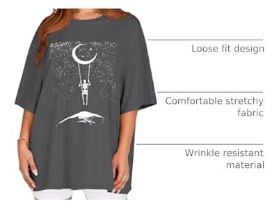 Womens Oversized Tshirt Graphic Tees Crew Neck Summer Short Sleeve Loose Fit Tops (A-Starry Night Grey, S)
