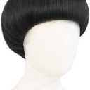 Short Black Cosplay Wig with Bangs Straight Mushroom Wigs for Men 60s Bowl Cut Wig Men Funny Wigs for Anime Movie Halloween Costume Party