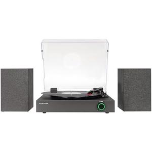 Crosley CR7503A-BK Zane Record Player with Speakers, Black | 3-Speed Turntable, Bluetooth In / Out, LED Color on Dial Indicates Audio Mode, Matching External 38W Stereo Speakers