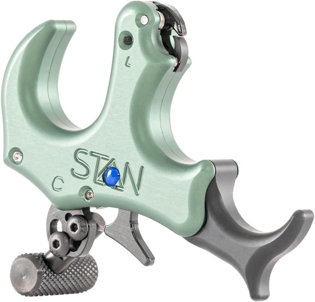 Stan OnneX Clicker Thumb Bow Release Aid for Archery & Hunting - Adjustable, DLC-Coated Resistant Internals, Smooth Action, Click-Feedback System, Modular 3 or 4 Finger Fit (Large, Sage)