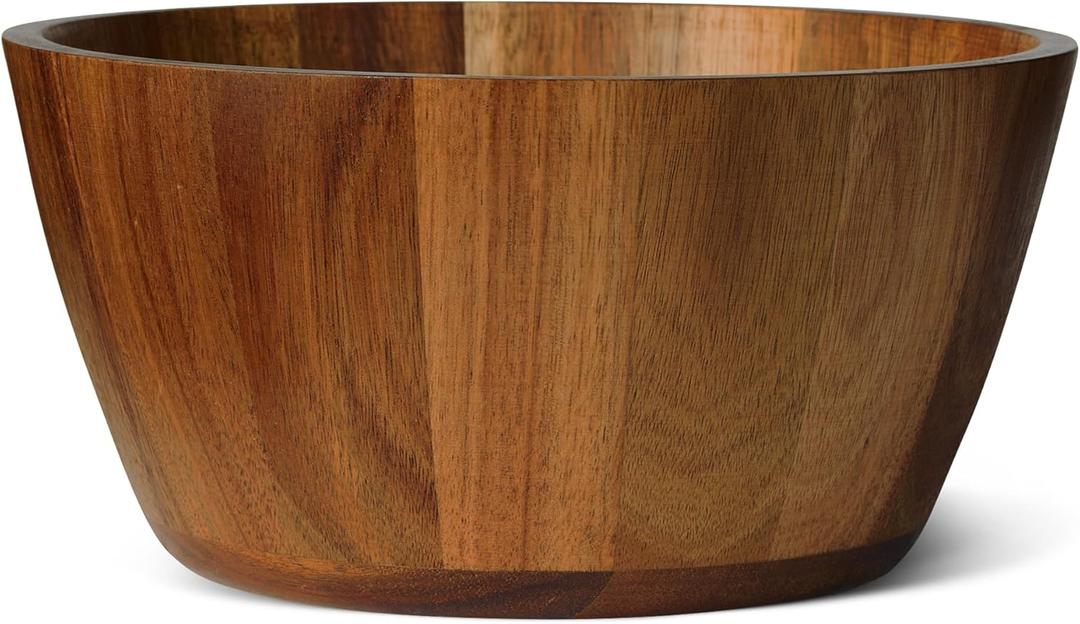 Amazon Basics Wooden Salad Bowl, Acacia Wood, 10 in., Family Size Serving Bowl