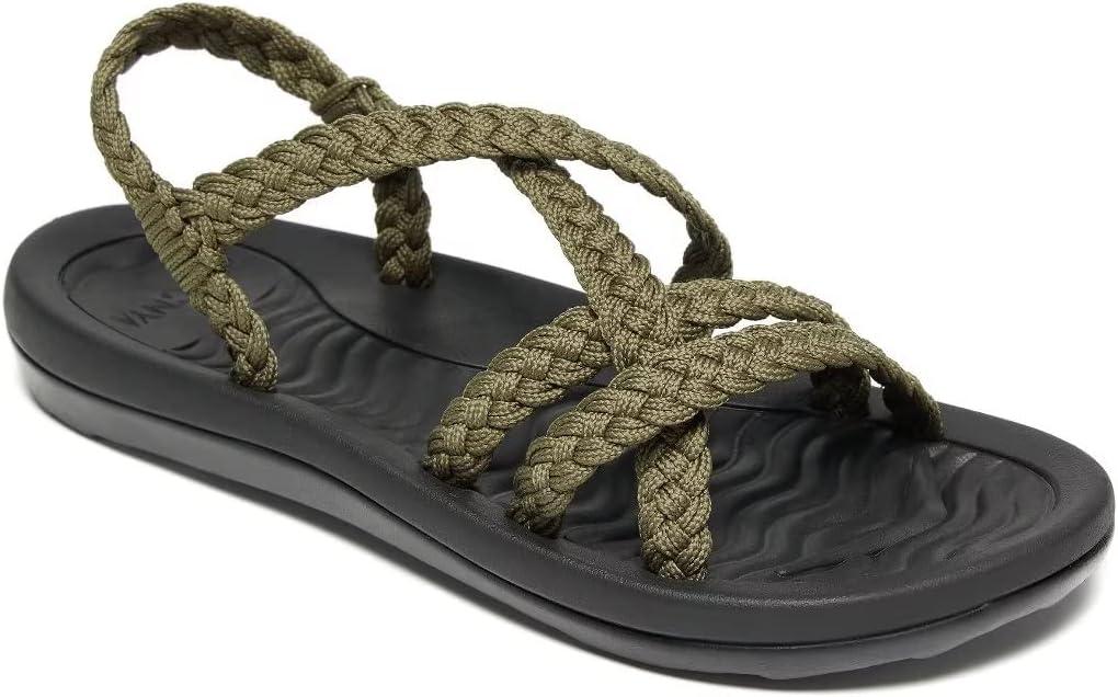 MEGNYA Women's Comfortable Walking Sandals with Arch Support, Athletic Hiking Sandals with Handmade Straps, Outdoor Soft Water Sandals for Beach Poolside Travel Camping (11, W14-taupe)