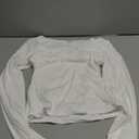 PUMIEY Long Sleeve Shirts for Women Scoop Neck Slim Fit Going Out Tops Double Lined Basic Tee, Splashed White Small